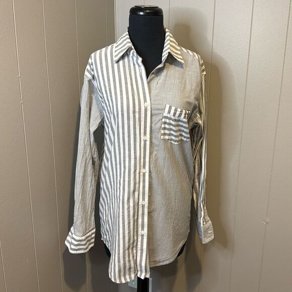 Solid & Striped Women’s Extra Small Cover Up Casual Button Down Shirt Stripes - Picture 1 of 6